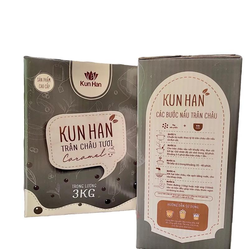 Trân châu tươi cao cấp KUN HAN Caramen- Hộp 3kg  Topping 0