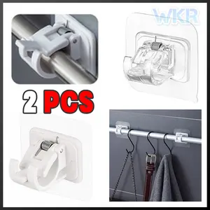 2pcs Gantungan Adhesive Gorden Kolong Dapur Kokoh Tanpa Paku Barang Unik  Braket Serbaguna Braket Tiang Gorden Hook Tiang Gorden Tempel