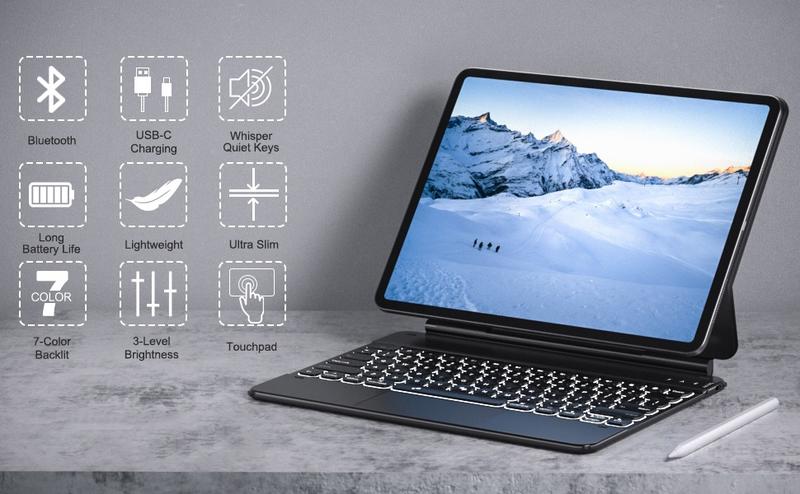 Product Introduction of "Goojodoq for ipad keyboard with Case for Air 4/5 /6 Pro 11 12.9 2021 - 2018 A16 M3 2025 Gen10 floating cantilever cover wireless bluetooth" 27