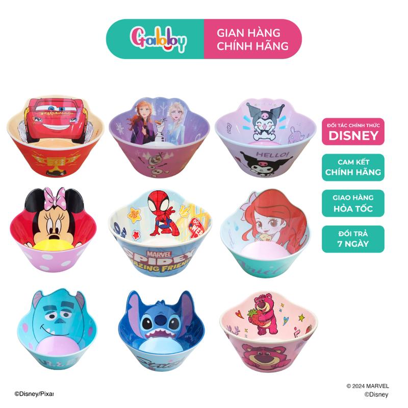 Bát Tô Ăn Cơm Nhựa Melamine 3D Hình Nhân vật Disney Cho Bé (Mickey/Minnie/Elsa/McQueen/Công Chúa Disney/Sulley/Mike) Voi Silicone