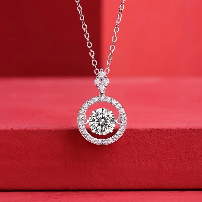 1 carat 925 sterling silver moissanite pendant necklace Star ring with diamond necklace Business white-collar elegant ladies pendant necklace Niche high-end jewelry Holiday couple creative sweet gift Exquisite headdress wire  wrapped  jewellery evil eye 2
