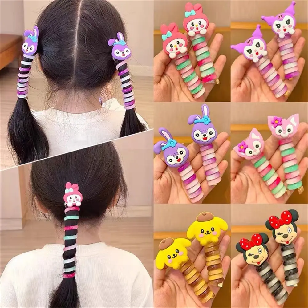 Tali Rambut Wayar Telefon, Untuk Kanak-kanak, Fesyen, Rekaan Kartun Comel, Berwarna-warni, Ikatan Rambut Lingkaran, Jalur Elastik, Sesuai untuk Gadis Bunga, Hiasan Kepala, Aksesori Rambut, Hadiah