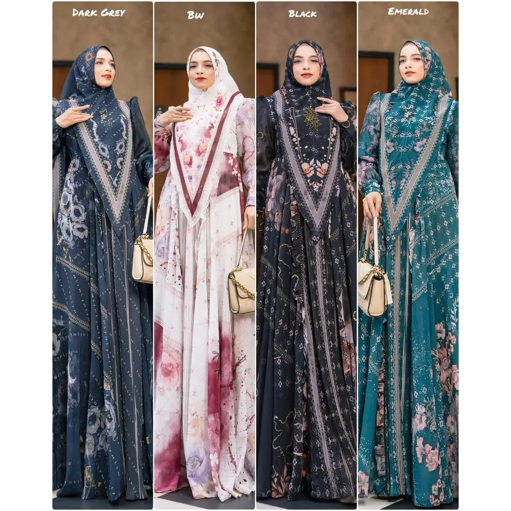 Gamis Syari ZALEENA Set BY ALYA SYARI / SHANUM Set Syari - REALPIC Lebaran Terbaru