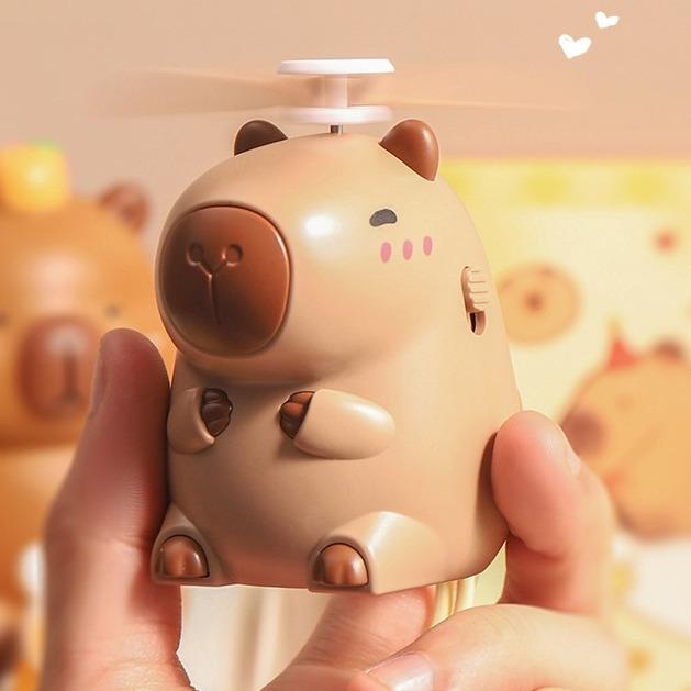 Quạt bỏ túi, cầm tay capybara thân thiện, kèm cáp sạc USB, có dây cầm tay QUATCAPY653
