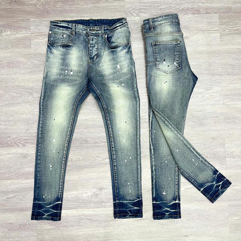 Quần jean pơ bồồ bản xanh vẩy sơn không rách tang lụa mới hott trenn Menswear, Nam có bigsize từ 40kg đến 110kg