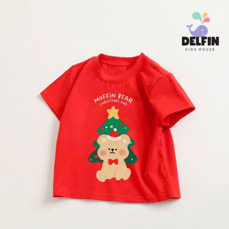Áo thun bé gái, bé trai ngắn tay Noel Merry Christmas Delfinkid cotton 4 chiều chính phẩm từ 10-30kg 2