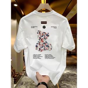 メンズ100%コットン作るカートゥーン柄プリントTシャツ、半袖ラウンドネックTシャツ、夏のアウトドアメンズウェア