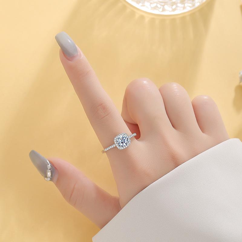  Trang sức nhẫn bc925 nhẫn mặt vuông cho nữ phụ kiện thời trang sang trọng {QUÀ TẶNG SALE  