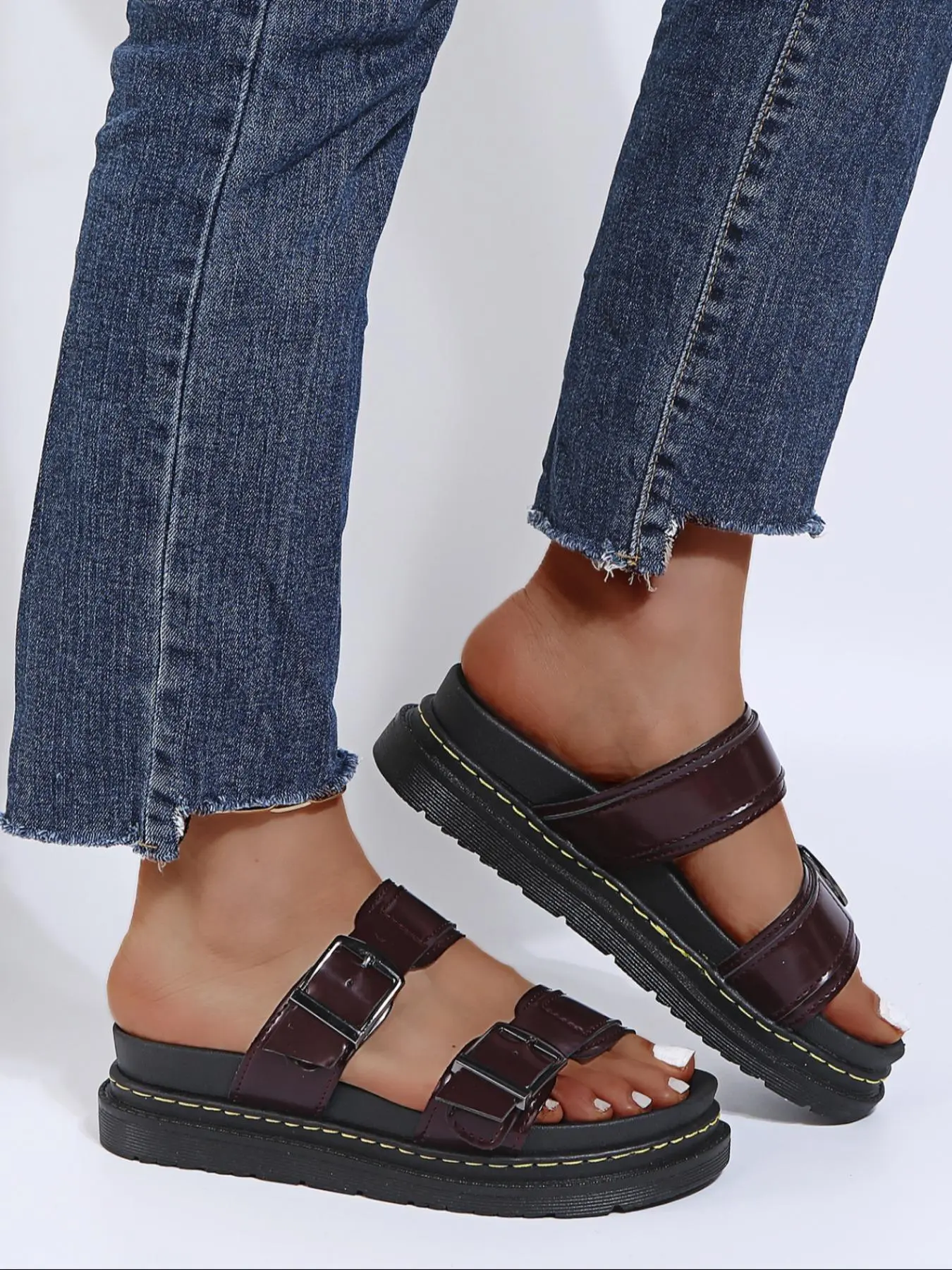 Women's Fashionable Plain Color Platform Sandals, Casual Comfortable Slide Sandals for Summer, Lightweight Breathable Shoes for Daily Wear, Girl