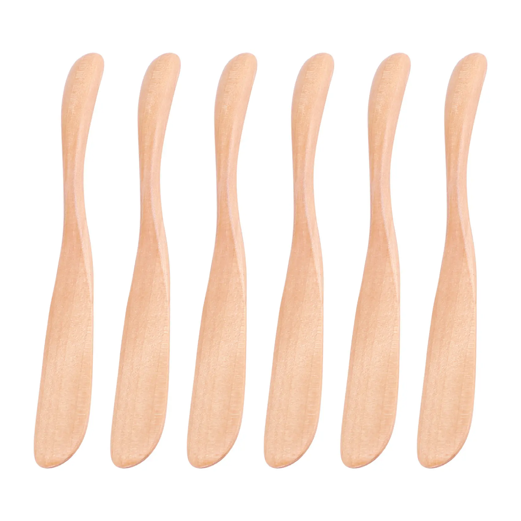 Wooden Butter Knife Cheese Spreader 6.5 Inch, Jam Knife Butter Cake Knife Mask Knife 6 Pieces