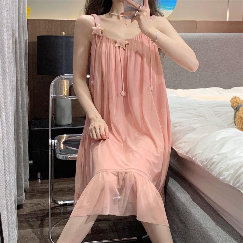 Bộ Đồ Ngủ Lưới dẻo Ngọt Ngào Và Dễ Thương, Dành Cho Bé Gái, Mỏng Và Mùa Hè, Dây Đeo Spaghetti Cổ Tích Váy Ngủ Ngôi Sao Năm Cánh, Bộ Đồ Ngủ, Năm 2024 7