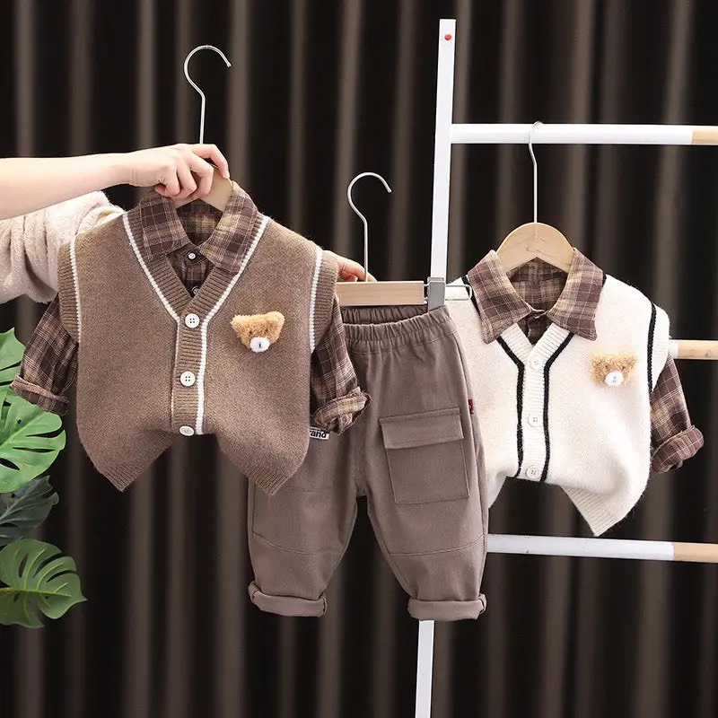 -ST09-Set Bộ Gile Len Gấu Cho Bé - Gồm 3 Chi Tiết - Siêu Dễ Thương