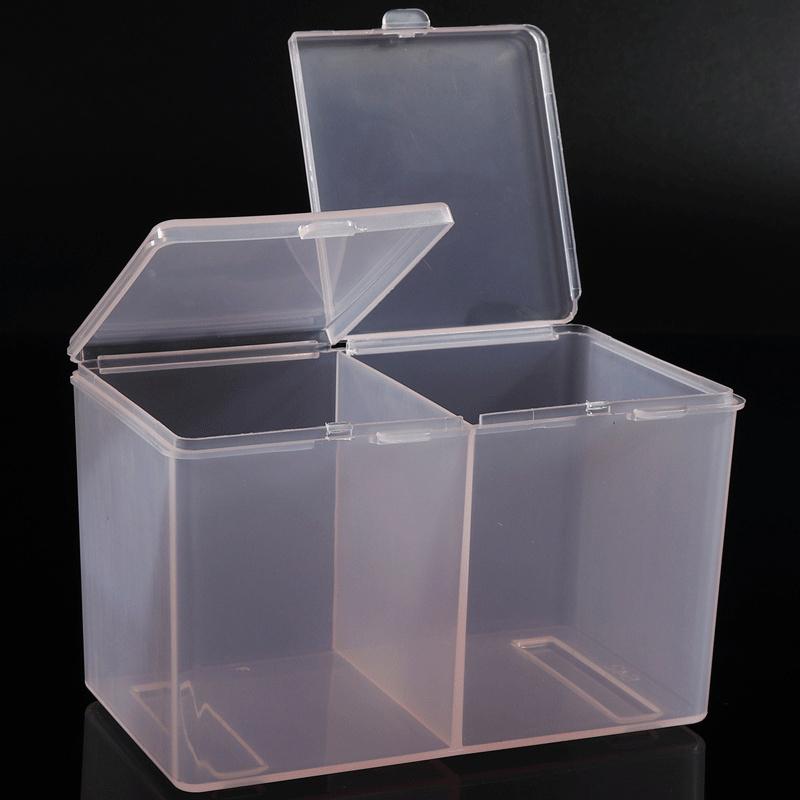 Product Introduction of 1Pc Nail Towel Storage Box Cotton Pad Independent Double Grid Nail Wash Towel Storage Box With Dust Proof Cover Nail Accessories 20