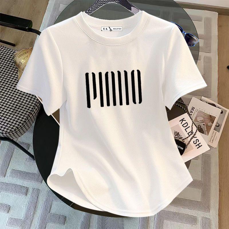 Product Introduction of Áo Thun ngắn Tay Dáng Ôm Vòng Cung, Bộ Sưu Tập Mùa Hè 2024, Quần Áo Nữ Ngoại Cỡ Cô Gái Đầy Đặn, Áo Thun Tay Lửng Hợp Xu hướng 100,00kg 3