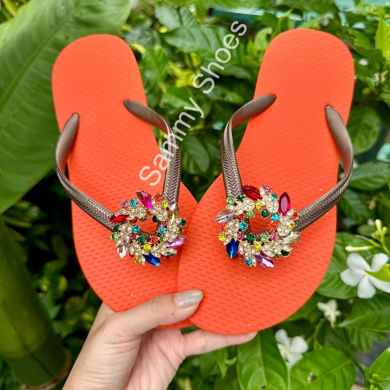 [Mũi Tròn- Nguyệt quế ngũ sắc kim loại] DÉP XỎ NGÓN NỮ GẮN CHARM NGUYỆT QUẾ NGŨ SẮC KIM LOẠI CHÂN GÀI MIX CÙNG 18 MÀU ĐẾ ÊM ÁI Shoes DéP GiàY Kim Tuyến