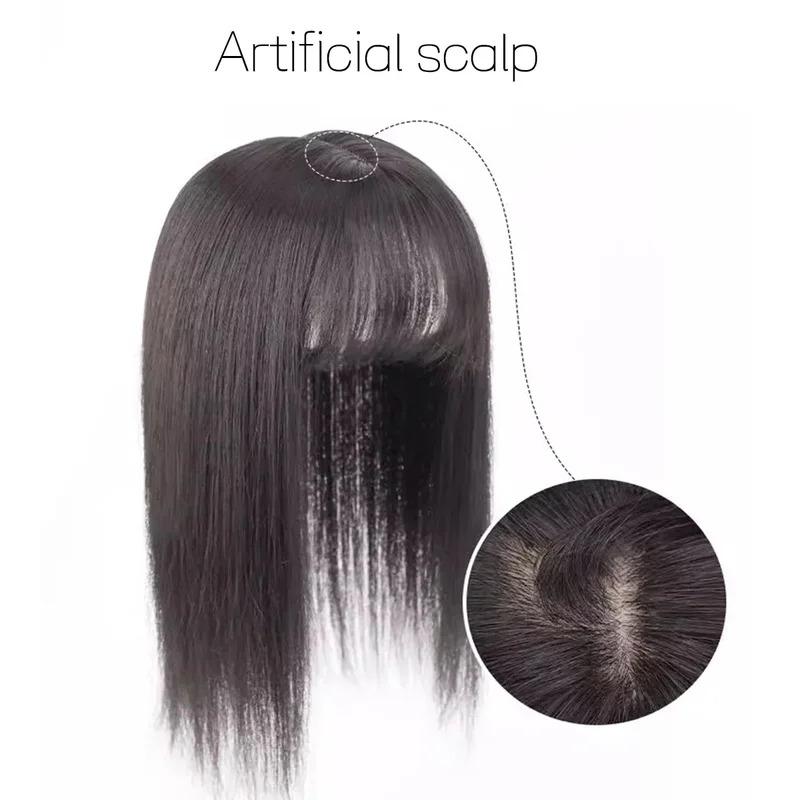 Toppers Tóc Tổng Hợp, Dành Cho Nữ, Kẹp Tóc Thẳng Tự Nhiên, Tóc Giả, 9 * 12cm, Có Mái, Sợi Tóc 6