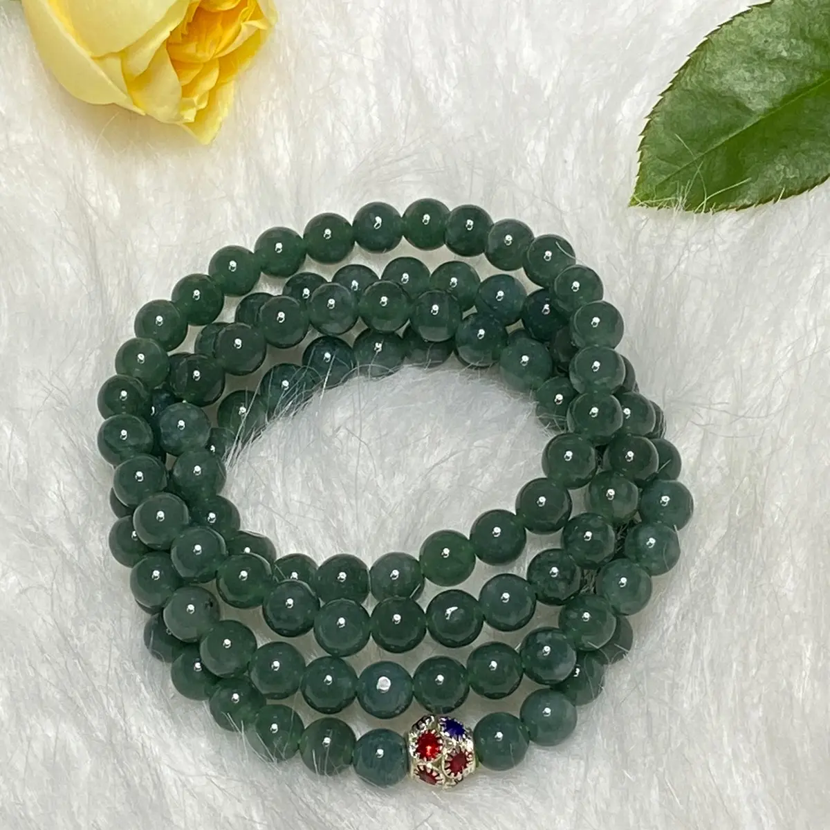 Vòng tay lam ngọc (quấn 4)6,8mm 108 hạt  tự nhiên