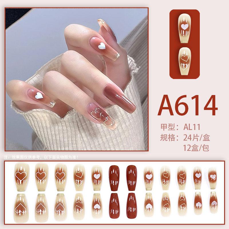 Product Introduction of Summer Autumn Gentle Simple Pure Desire Style Wearable Nail Tips Printed Solid Color French Style Detachable Fake Nails 15