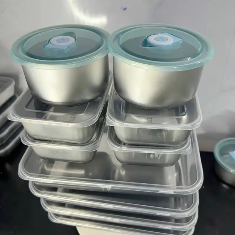 Combo 10 hộp inox  đựng thực phẩm 4 hộp to (25*20*5cm) 4 hộp nhỏ (13*10*5cm) +2hộp tròn 11 *5cm) 0