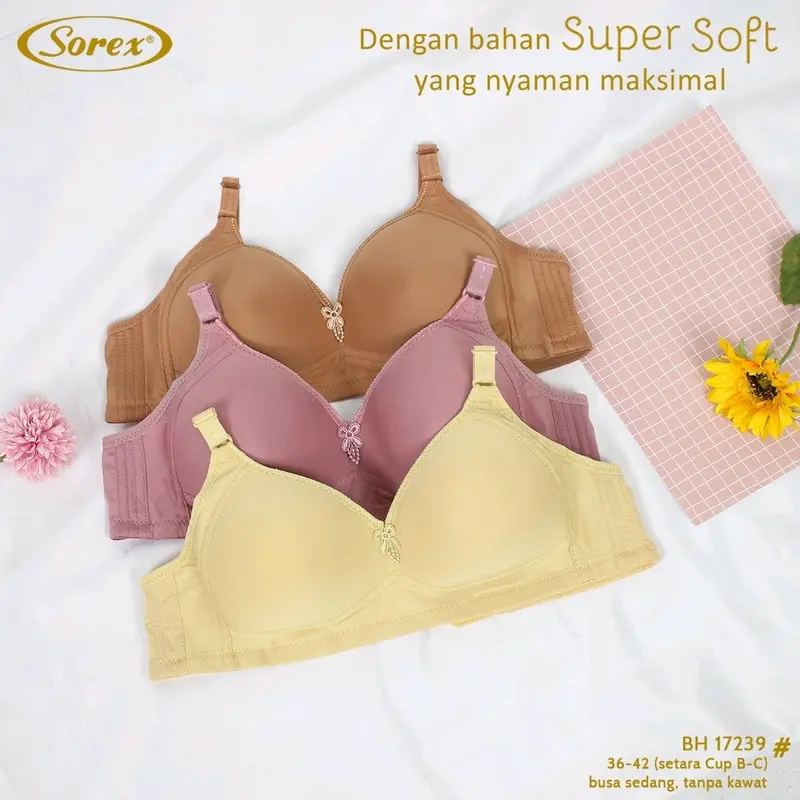 Sorex 17239 Bh Tanpa Kawat Cup Besar Setara B-C Super Soft Basic Bra Wanita Busa Tipis 8