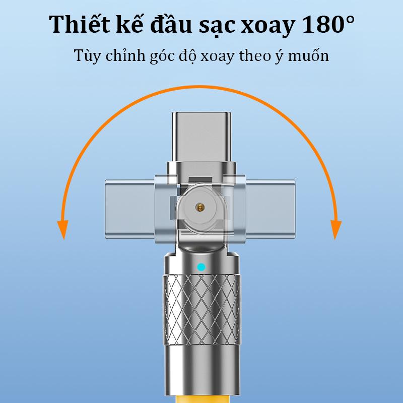 【USB to iOS - 2M（Xoay 180）】 Cáp sạc nhanh 120W，silicon Dáp sạc nhanh，Chống gãy，Sạc nhanh nhiệt độ thấp，Bộ sạc nhanh 2