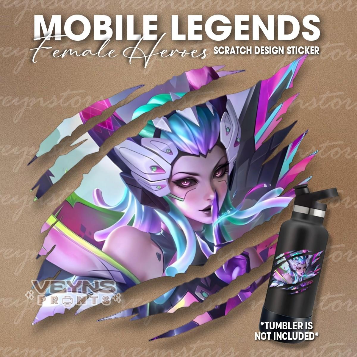 MOBILE LEGENDS FEMALE HEROES ML LOGO SCRATCH DESIGN WATERPROOF STICKER ...