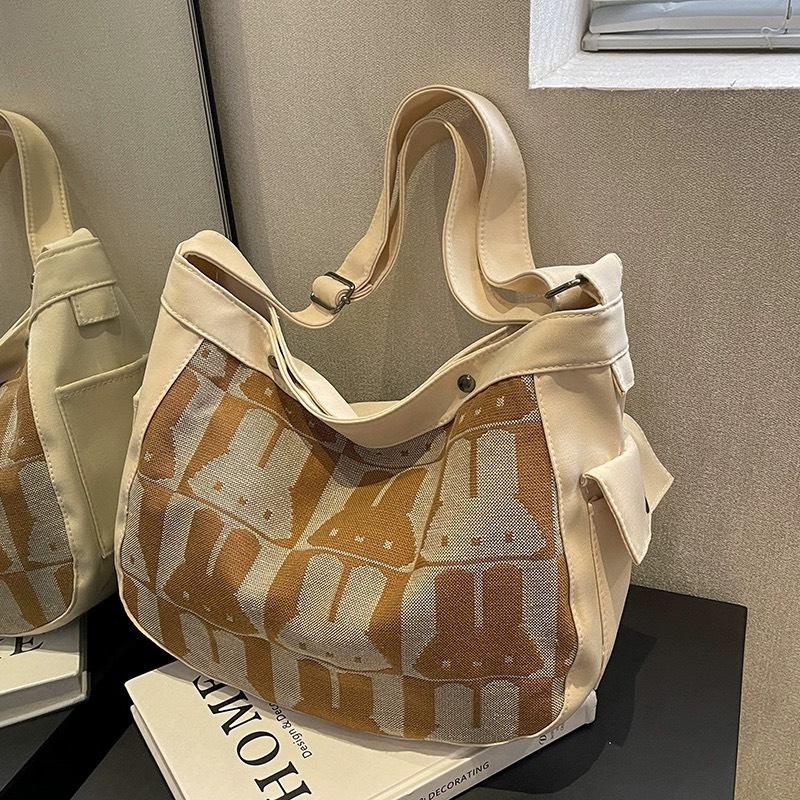  Túi đeo chéo cỡ lớn vải  Canvas  dệt  Thỏ  thời trang Unisex 2024 đi học đi chơi đựng vừa laptop  GDQT186  