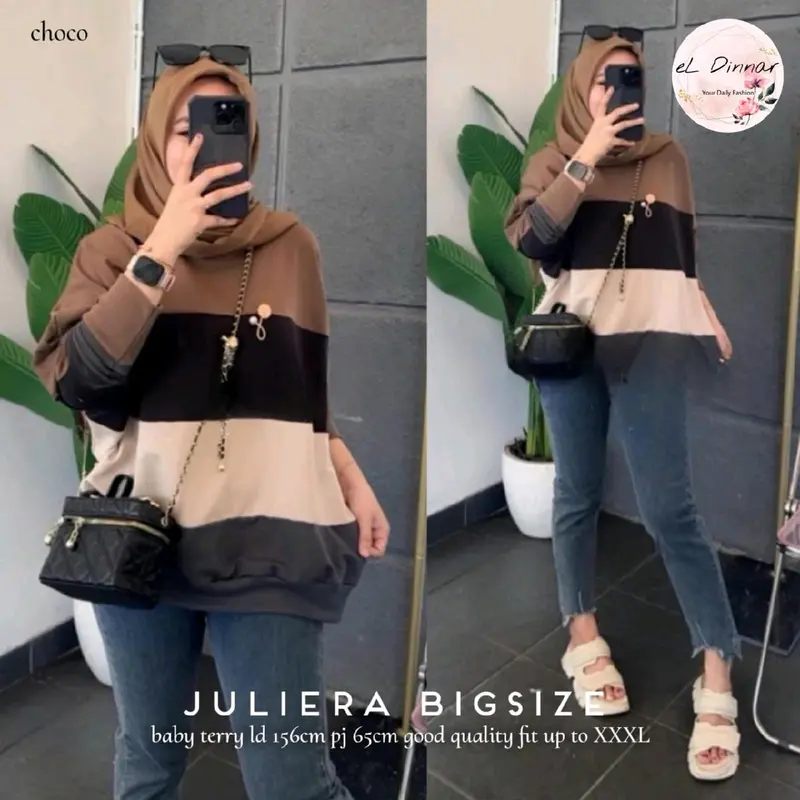 Blouse jumbo lengan panjang wanita cantik  Santai Juliera big size by eldinar 2