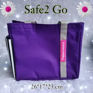 Tupperware Tas Bekal Makanan Safe2 Go D300 26x17x23 cm - Tas Bebekal Makanan Berkualitas Tinggi dengan Zipper Bunga Es dan Kantong Utama yang Mudah Dibuka