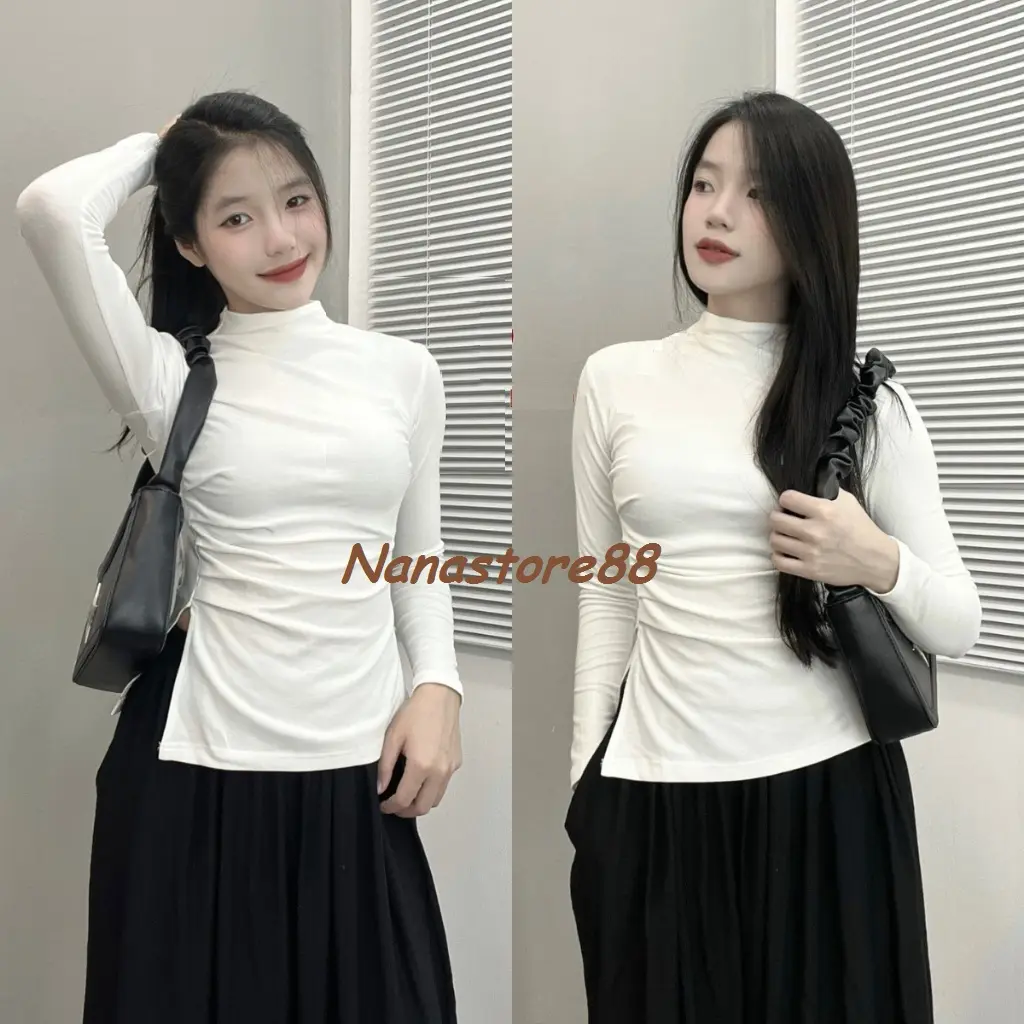 Áo thun nữ dài tay cổ 3 phân nhún sườn xẻ tà, áo thun nữ dài tay Bigsize 222T Cổ Tròn | BigBuy360 - bigbuy360.vn Áo thun nữ dài tay cổ 3 phân nhún sườn xẻ tà, áo thun nữ dài tay Bigsize 222T Cổ Tròn | BigBuy360 - bigbuy360.vn