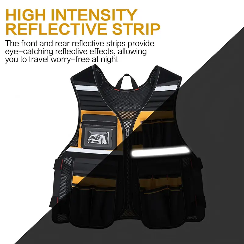 Multifunctional Outdoor Work Vest, Adjustable Breathable Tool Storage Vest, Multi-pocket Tool Organizer for Car Repair, Construction, Gardening 5