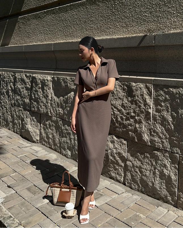 Váy nữ Midi Polo cộc tay dáng dài MONO TALK_MFOT24S-O10001FT