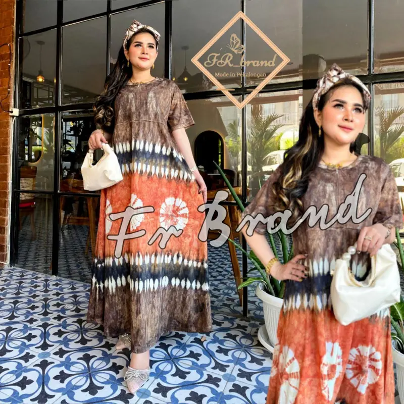 DASTER KAOS KATUN JUMBO LENGAN PENDEK HOMEDRESS PANJANG BUSUI ADEM Wanita Bumil Motif abstrak 1