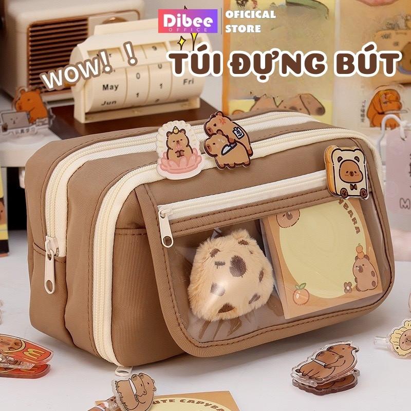 Túi đựng bút DiBee, hộp bút vải cỡ lớn nhiều ngăn, bền, đựng được nhiều đồ, màu sắc dễ thương TB170