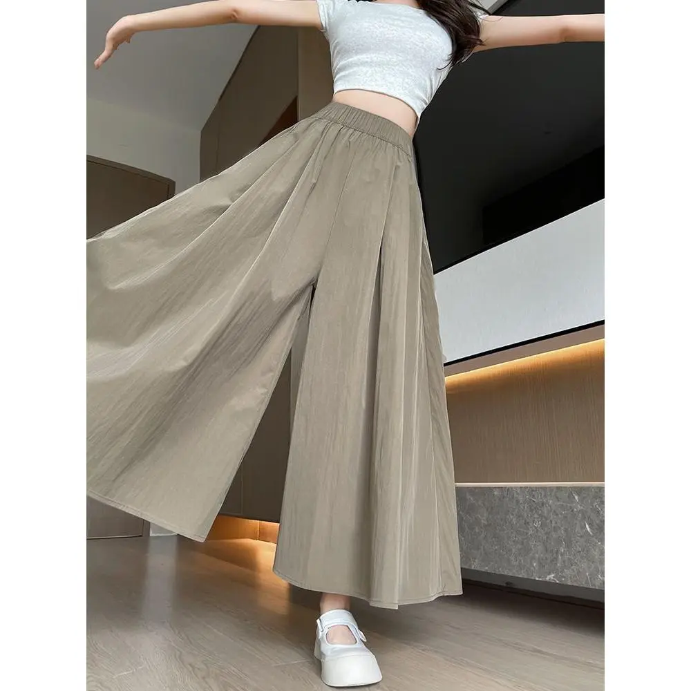 Plump Girls plus Size Women's Yamamoto Culottes Women's Summer 2025 Thin High Waist Loose and Slimming Casual Ice Silk Wide-Leg Pants