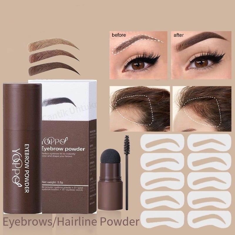 Yoppo Eyebrow Powder Bedak Alis Cetakan Alis Instan Eyebrow Stamp Alis Stempel Alis Waterproof dengan 10 Model Cetakan Alis Eyebrow Powder 3