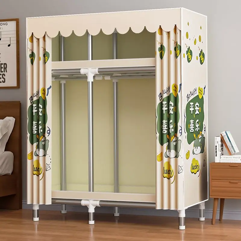 Tủ Quần Áo Đơn Giản, Khung Tất Cả Thép, Dày Dặn, Thích Hợp Cho Phòng Ngủ Gia Đình, Phòng Cho Thuê, Tủ Quần Áo, Tủ Quần Áo Vải
