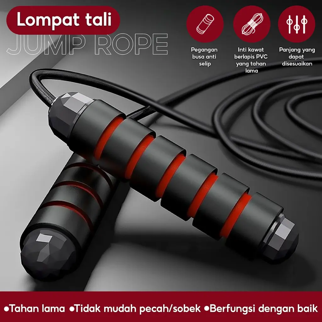 Bettergrow Jump Rope Tali Skipping Lompat Adjustable Pegangan Busa Anti Slip PVC Alat Olaharaga Cardio