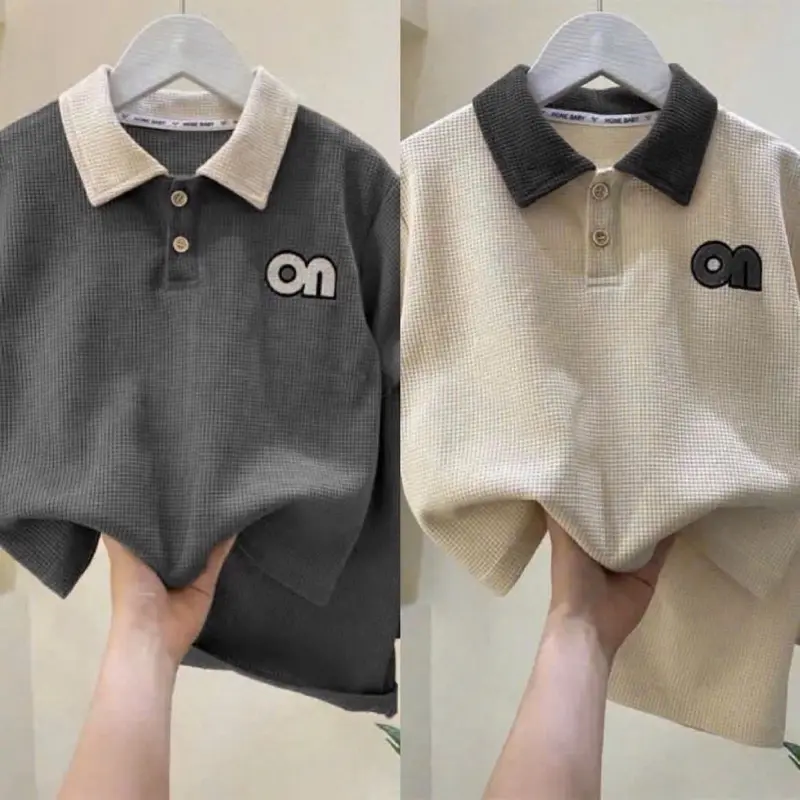 Bộ quần áo cổ bẻ mùa hè dành cho bé trai 17-46kg,chất cotton ,Sét đồ bộ cổ trụ dành cho bé trai mùa hè. 7
