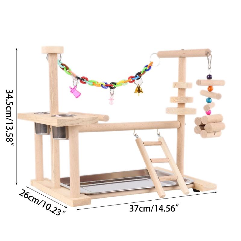 Product Introduction of Bird Climbing Perch Set Parrots Cage Toy Swing Gym Chewing Toy with Tray 0