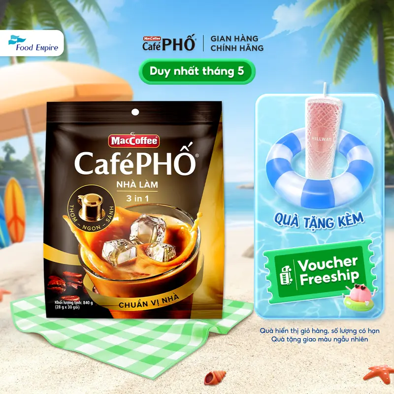 Túi cà phê Cafe Phố Maccoffee Sữa Đá Nhà Làm (bịch 30 gói x 28g - date 11/2025) 0