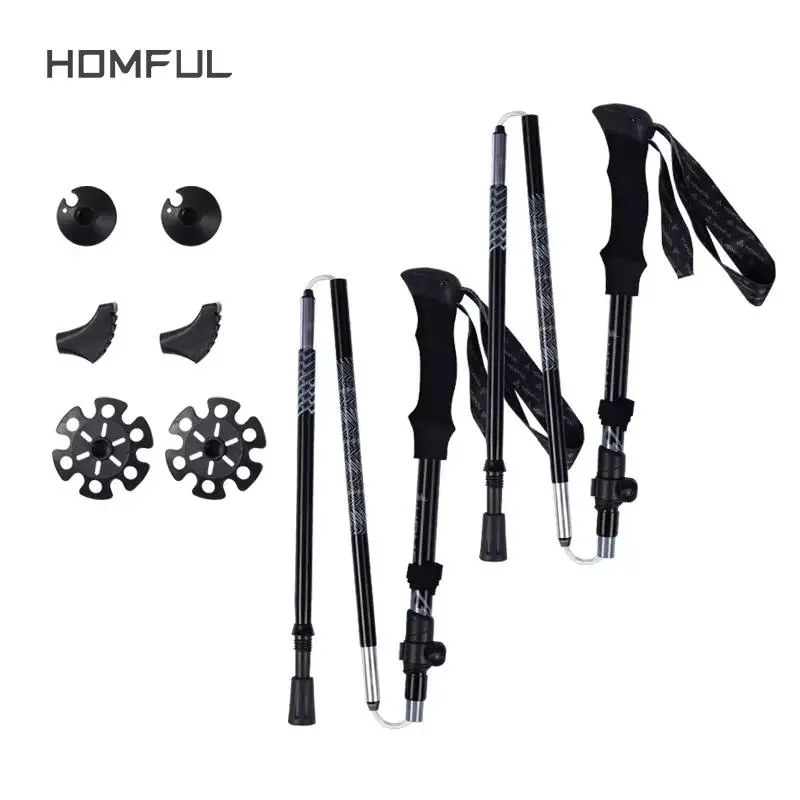 Foldable Hiking Stick, 1 Set Lightweight Adjustable Hiking Pole with Quick Lock, Outdoor Hiking Equipment for Hiking & Camping