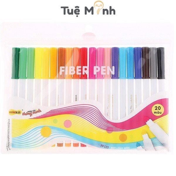  Bút lông màu FP-C03 Fiber Pen Colokit bút Thiên Long nét thanh nét đậm 20 màu bút viết Calligraphy ngòi nón 