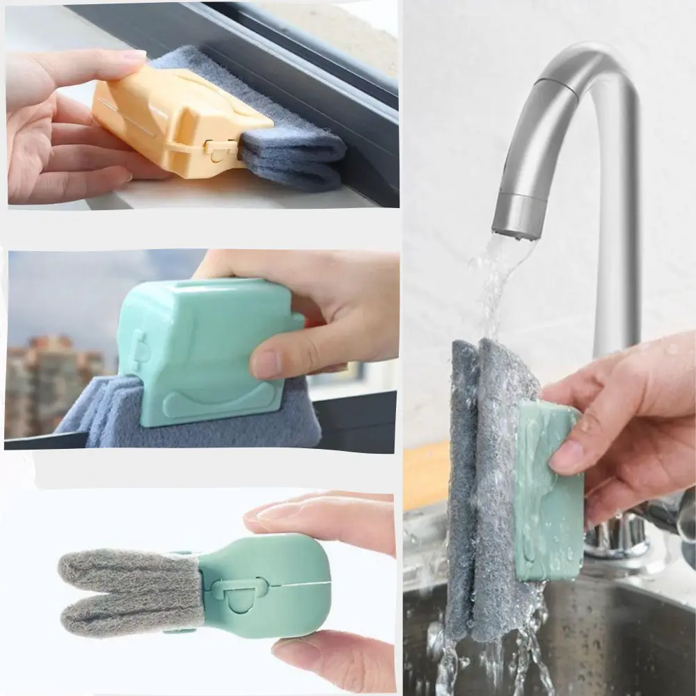 Window Groove Cleaning Brush Door Dust Removal Washable Sponge Cleaning Tool Replaceable Brush Head Cleaner Tool