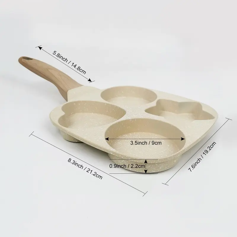 Non-stick Star Hole Design Egg Frying Pan, 4 Hole Skillet with Handle, Cooking Accessories, Breakfast Egg Toast Bread Food, Kitchen Gadgets, Non Stick Coated Cookware 1