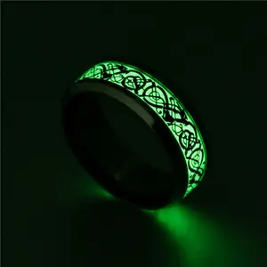 Cincin Glow In The Dark Pria Wanita / Cincin Menyala Dalam Gelap Premium Good Quality - Cincin Stainless Steel Anti Karat Glow In The Dark Keren / Cincin Cowok Cewek Menyala Waktu Malam / Cincin Glow In The Dark Unik Titanium / Cincin Laki Laki Gaul Rings