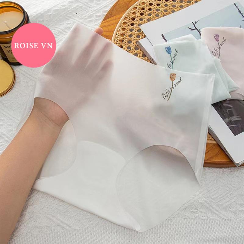 Set 5 Quần Lót Nữ Hoa Tulip Cạp Cao Không Viền Mỏng Nhẹ Kháng Khuẩn Cotton Women