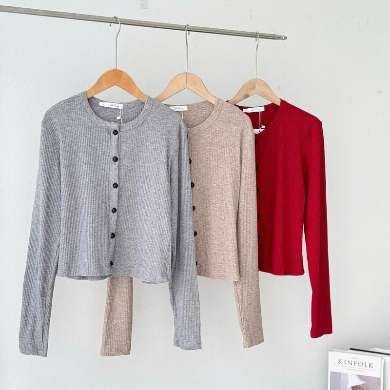 [CÓ BIGSIZE] Áo Cardigan Len Mỏng Mặc Thu Đông Bigsize Freesize Đỏ-Xám-Nâu - Nữ, Women Nhung Top Kem Voi