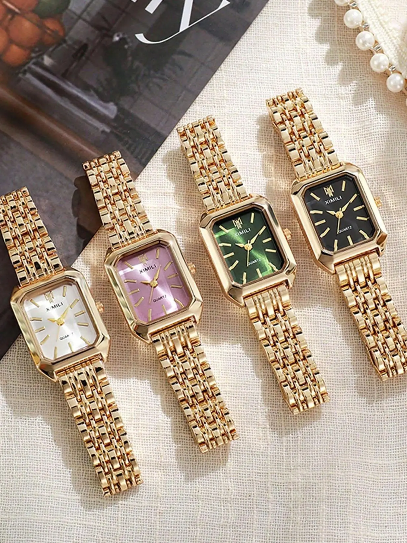 Women's Elegant Square Dial Quartz Watch, 1 Count Fashionable Wristwatch with Jewelry for Women & Girls, Trendy All-match & Exquisite Watch for Birthday Gift