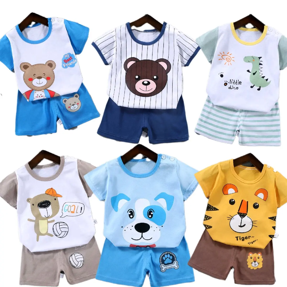 Printed Short sleeves T-shirt and shorts for babies to toddlers